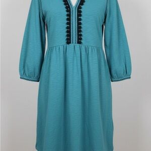 Boden Teal Cotton Pom Trim Dress – Size 8R